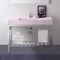 Pink Console Sink With Chrome Base, Modern, 40